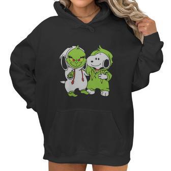 Snoopy And Grinch Fushion Peanuts How The Grinch Stole Christmas Women Hoodie | Favorety UK