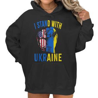 I Stand With Ukraine Flag American Flag Support Ukraine Men Women T-Shirt Graphic Print Casual Unisex Tee Women Hoodie | Favorety