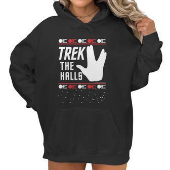 Star Trek Christmas Trek The Halls Ugly Apparel Women Hoodie | Favorety AU