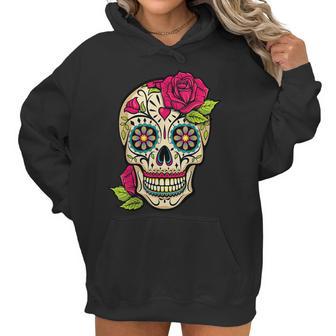 Sugar Skull Flower Crown Day Of The Dead Halloween Men Women T-Shirt Graphic Print Casual Unisex Tee Women Hoodie | Favorety