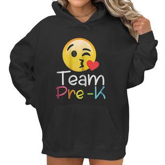 Team Pre K Teacher Emoji Hearts Love Back To School Women Hoodie | Favorety CA