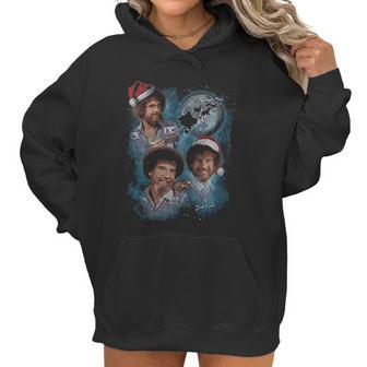 Teelocity 3 Bob Ross Moon Christmas Graphic Women Hoodie | Favorety DE