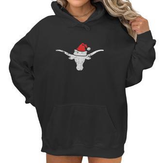 Texas Longhorn Christmas Distressed Shir Women Hoodie | Favorety