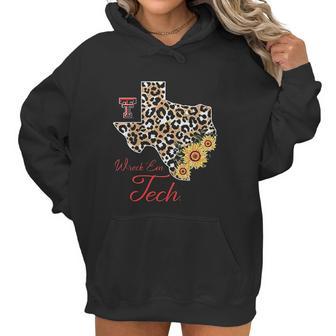 Texas Tech Red Raiders Leopard State Map Sunflower Women Hoodie | Favorety