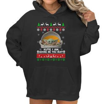 Ugly Christmas Cute I Am Must Baby Yoda Sweater Women Hoodie | Favorety