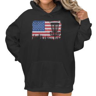 Us American Flag Disc Golf Basket Frisbee Vintage Disc Golf Women Hoodie | Favorety UK