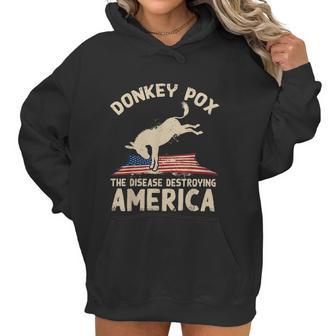 Us Flag Donkey Pox The Disease Destroying America Democratic Women Hoodie | Favorety AU