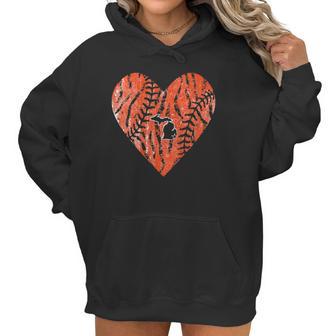 Womens Vintage Detroit Baseball Heart With Tiger Stripes Women Hoodie | Favorety UK