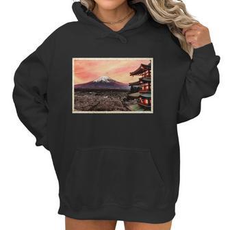 Vintage Japanese Mt Fuji Pagoda And Cherry Blossoms Women Hoodie | Favorety AU