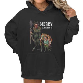 Vintage Krampus Creepy Christmas Holiday Merry Krampus Women Hoodie | Favorety