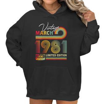 Womens Vintage March 1981 40Th Birthday Gifts Cassette Tape Retro Women Hoodie | Favorety AU