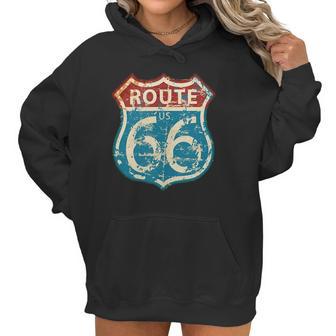 Vintage Route 66 Gas Station Road Sign Men Women T-Shirt Graphic Print Casual Unisex Tee Women Hoodie | Favorety