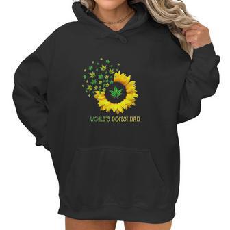 Worlds Dopest Dad Sunflower Weed Cannabis Funny Women Hoodie | Favorety