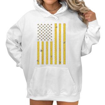 American Flag Honeycomb Honey Bee Women Hoodie | Favorety