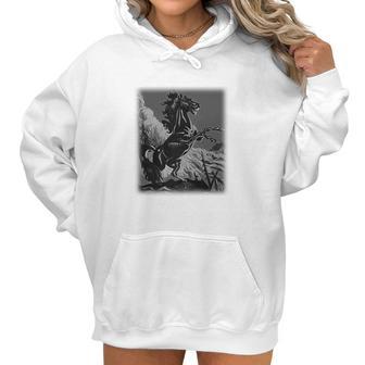 Black Horse Rearing Stallion Women Hoodie | Favorety UK