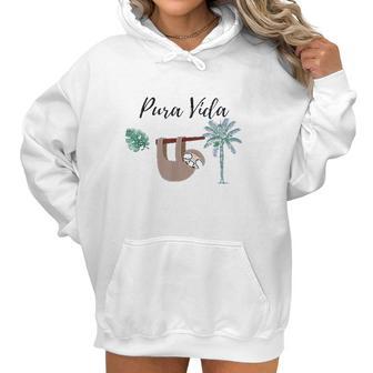 Costa Rica Pura Vida Sloth Palm Tree Women Hoodie | Favorety AU