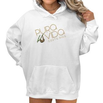 Costa Rica Summer Sloth Pura Vida National Motto Women Hoodie | Favorety CA