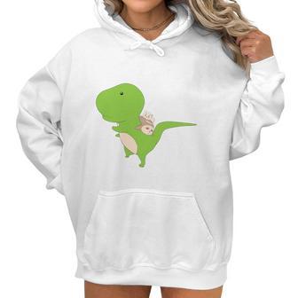 Dinosaur Piggy Backing Sloth Kitty Cat Funny Trex Women Hoodie | Favorety UK