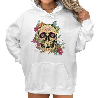 Floral Sugar Skull Dia De Los Muertos Dead Women Girl Women Hoodie | Favorety DE