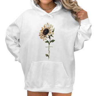 Foulian Sunflower Faith Cross Faith Christian Women Hoodie | Favorety UK