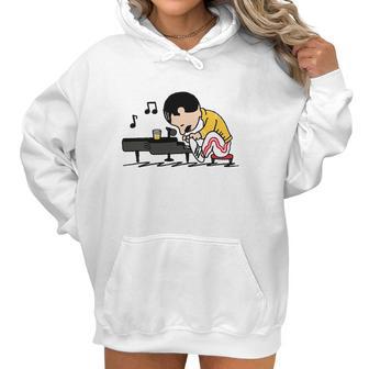 Freddie Mercury Peanuts Playing Piano And Dinking Wine Shirt Women Hoodie | Favorety CA