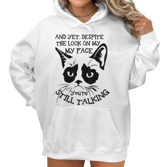 Funny Cat Kitten Grumpy-Face Cat Mom Cat Lovers Cat Owner Women Hoodie | Favorety UK