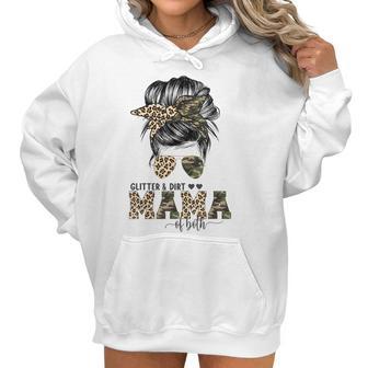 Glitter And Dirt Mama Of Both Leopard Camo Mothers Day Gift Women Hoodie | Favorety AU