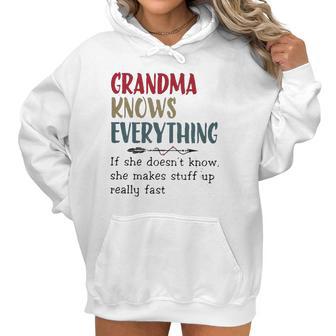 Grandma Knows Everything Womens Funny Grandma Women Hoodie | Favorety