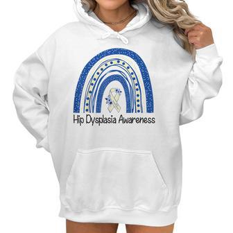 Hip Dysplasia Awareness Floral Blue White Ribbon Rainbow Women Hoodie | Favorety UK