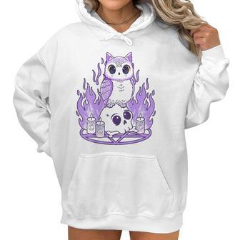 Womens Kawaii Pastel Goth I Cute Creepy Witchy Owl And Skull Women Hoodie | Favorety