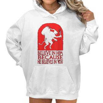 Krampus Christmas Believe In Him Occult Scary Folklore Women Hoodie | Favorety DE