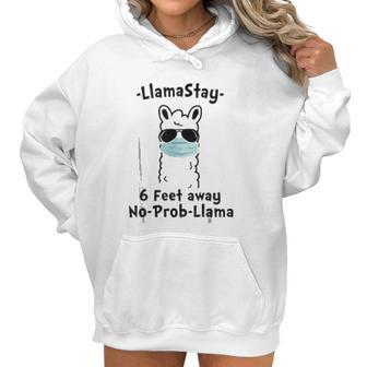 Llamastay 6 Feet Away No Probllama Social Distancing Women Hoodie | Favorety CA