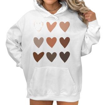 Melanin Skin Tone Hearts Be Kind Black History Month Women Hoodie | Favorety UK