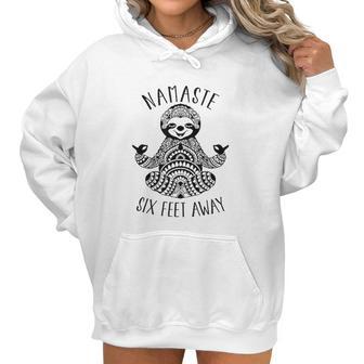 Namaste 6 Feet Away Sloth Social Distancing Women Hoodie | Favorety AU