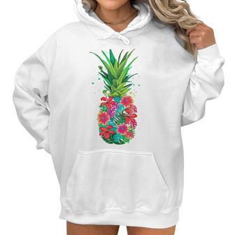 Pineapple Flowers Aloha Hawaii Vintage Hawaiian Women Hoodie | Favorety