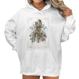 The Plant Lover Tarot Card Skeleton Skull Flowers Plants Women Hoodie | Favorety UK