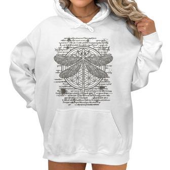 Spiritual Dragonfly Yoga Design Leonardo Da Vinci Vintage Women Hoodie | Favorety AU