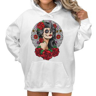 Sugar Skull Day Of The Dead Dia De Los Muertos Flowers Women Hoodie | Favorety DE