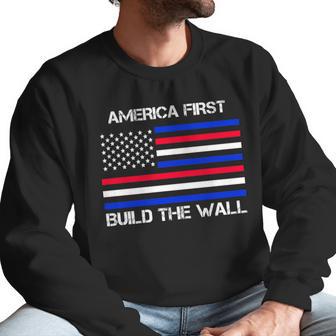 America First Build The Wall Flag Men Sweatshirt | Favorety DE