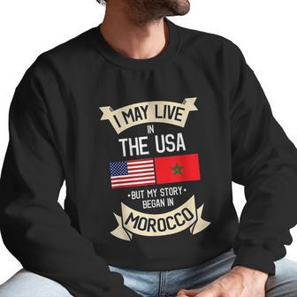 American Flag Morocco Moroccan Roots Gifts Men Sweatshirt | Favorety CA