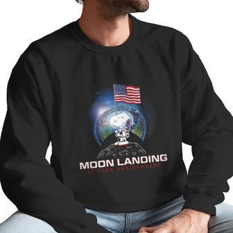 American Flag Snoopy Moon Landing 50 Year Anniversary Shirt Men Sweatshirt | Favorety DE