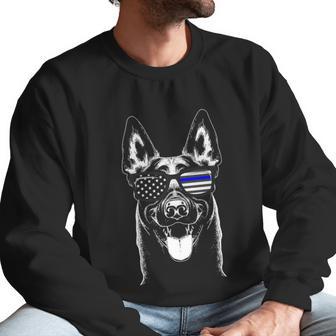 Belgian Malinois K9 Unit Thin Blue Line Flag Police Gift Cute Gift Men Sweatshirt | Favorety CA