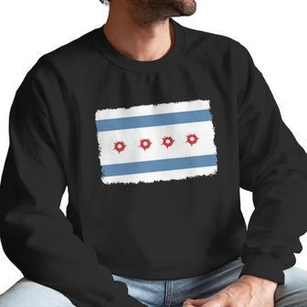 Bullet Hole Chicago Flag T-Shirts Men Sweatshirt | Favorety