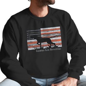 Country Life Outfitters Pointer Dog American Flag Men Sweatshirt | Favorety