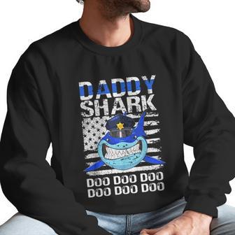 Daddy Shark Doo Doo American Flag Retro Men Sweatshirt | Favorety CA