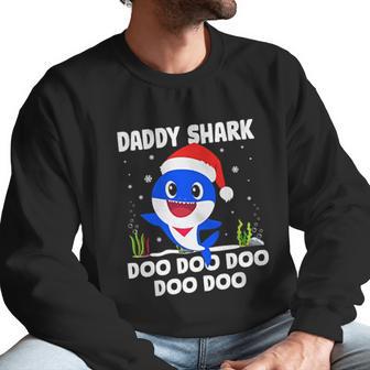 Men Daddy Shark With Santa Claus Hat Family Pajama Men Sweatshirt | Favorety AU