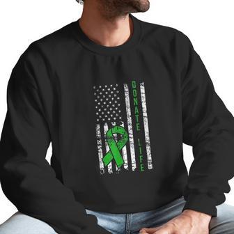 Distressed Donate Life Usa Flag Organ Kidney Donor Ribbon Men Sweatshirt | Favorety