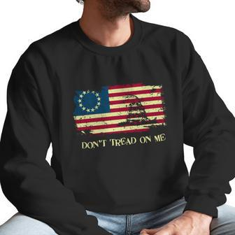 Dont Tread On Me Vintage Usa American Flag Distressed Men Sweatshirt | Favorety