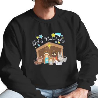 Feliz Navidad Cute Nativity Scene Men Sweatshirt | Favorety