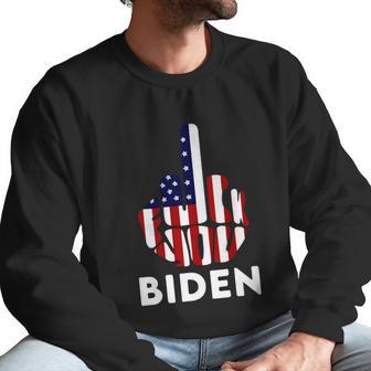 Fuck Biden Middle Finger Usa Flag Men Sweatshirt | Favorety CA